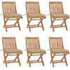vidaXL Chaises pliables de jardin avec coussins 6 pcs Bois de teck