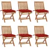 vidaXL Chaises pliables de jardin avec coussins 6 pcs Bois de teck