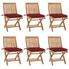 vidaXL Chaises pliables de jardin avec coussins 6 pcs Bois de teck