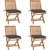 vidaXL Chaises pliables de jardin avec coussins 4 pcs Teck solide