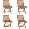 vidaXL Chaises pliables de jardin avec coussins 4 pcs Teck solide