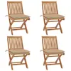 vidaXL Chaises pliables de jardin avec coussins 4 pcs Teck solide