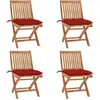 vidaXL Chaises pliables de jardin avec coussins 4 pcs Teck solide