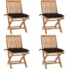 vidaXL Chaises pliables de jardin avec coussins 4 pcs Teck solide