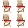vidaXL Chaises pliables de jardin avec coussins 4 pcs Teck solide