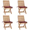 vidaXL Chaises pliables de jardin avec coussins 4 pcs Teck solide