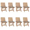 vidaXL Chaises pliables de jardin avec coussins 8 pcs Teck solide