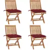 vidaXL Chaises pliables de jardin avec coussins 4 pcs Teck solide