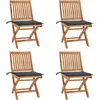 vidaXL Chaises pliables de jardin avec coussins 4 pcs Teck solide