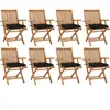 vidaXL Chaises pliables de jardin avec coussins lot de 8 Teck solide