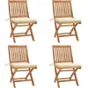 vidaXL Chaises pliables de jardin avec coussins 4 pcs Teck solide