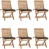 vidaXL Chaises pliables de jardin avec coussins 6 pcs Bois de teck