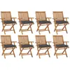 vidaXL Chaises pliables de jardin avec coussins lot de 8 Teck solide