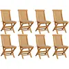 vidaXL Chaises de jardin avec coussins beige 8 pcs Bois de teck massif