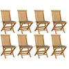 vidaXL Chaises de jardin avec coussins gris 8 pcs Bois de teck massif