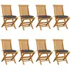 vidaXL Chaises de jardin avec coussins anthracite 8 pcs Teck massif