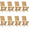 vidaXL Chaises de jardin avec coussins blanc crème 8 pcs Teck massif
