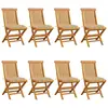 vidaXL Chaises de jardin avec coussins beige 8 pcs Bois de teck massif