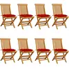 vidaXL Chaises de jardin avec coussins rouge 8 pcs Bois de teck massif