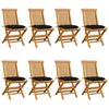 vidaXL Chaises de jardin avec coussins noir 8 pcs Bois de teck massif
