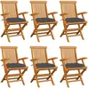 vidaXL Chaises de jardin avec coussins anthracite 8 pcs Teck massif