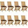 vidaXL Chaises de jardin avec coussins taupe 8 pcs Bois de teck massif