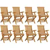 vidaXL Chaises de jardin avec coussins beige 8 pcs Bois de teck massif