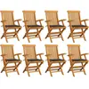 vidaXL Chaises de jardin avec coussins taupe lot de 8 Bois teck massif