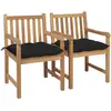 vidaXL Chaises de jardin 4 pcs avec coussins noir Bois de teck solide
