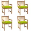 vidaXL Chaises de jardin 4 pcs avec coussins vert vif Teck solide