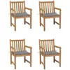 vidaXL Chaises de jardin 4 pcs avec coussins gris Bois de teck solide