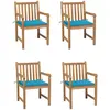 vidaXL Chaises de jardin 4 pcs avec coussins bleu Bois de teck solide