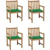 vidaXL Chaises de jardin 4 pcs avec coussins vert Bois de teck solide