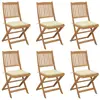 vidaXL Chaises pliables de jardin 6 pcs avec coussins Bois d'acacia