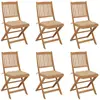 vidaXL Chaises pliables de jardin 6 pcs avec coussins Bois d'acacia