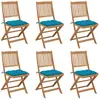 vidaXL Chaises pliables de jardin 6 pcs avec coussins Bois d'acacia