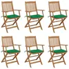 vidaXL Chaises pliables de jardin 6 pcs avec coussins Bois d'acacia