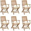 vidaXL Chaises pliables de jardin 6 pcs avec coussins Bois d'acacia