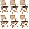 vidaXL Chaises pliables de jardin 6 pcs avec coussins Bois d'acacia
