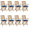 vidaXL Chaises pliables de jardin 8 pcs avec coussins Bois d'acacia
