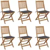 vidaXL Chaises pliables de jardin 6 pcs avec coussins Bois d'acacia