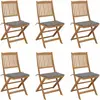 vidaXL Chaises pliables de jardin 6 pcs avec coussins Bois d'acacia