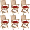 vidaXL Chaises pliables de jardin 6 pcs avec coussins Bois d'acacia