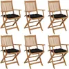 vidaXL Chaises pliables de jardin 6 pcs avec coussins Bois d'acacia