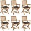 vidaXL Chaises pliables de jardin 6 pcs avec coussins Bois d'acacia