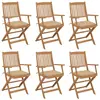vidaXL Chaises pliables de jardin 6 pcs avec coussins Bois d'acacia