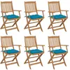 vidaXL Chaises pliables de jardin 6 pcs avec coussins Bois d'acacia