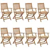 vidaXL Chaises pliables de jardin 8 pcs avec coussins Bois d'acacia