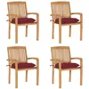 vidaXL Chaises de jardin empilables avec coussins 4 pcs Teck solide