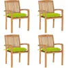 vidaXL Chaises de jardin empilables avec coussins 4 pcs Teck solide